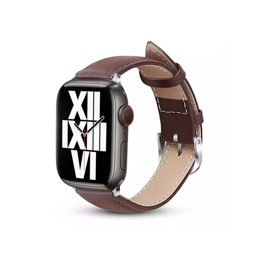 Crong Noble Band pasek z naturalnej skóry do Apple Watch 38/40/41 mm (Espresso)
