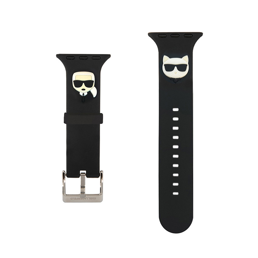 Karl Lagerfeld Silicone Karl & Choupette Heads pasek do Apple Watch 42/44/45 mm (czarny)