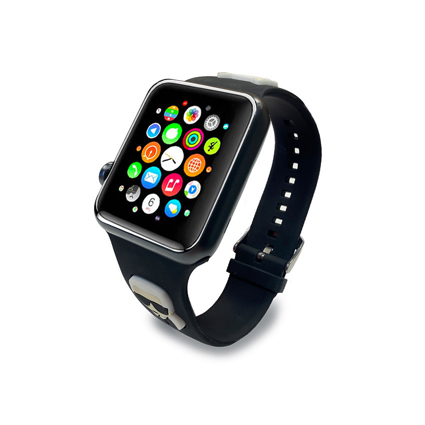 Karl Lagerfeld Silicone Karl & Choupette Heads pasek do Apple Watch 42/44/45 mm (czarny)