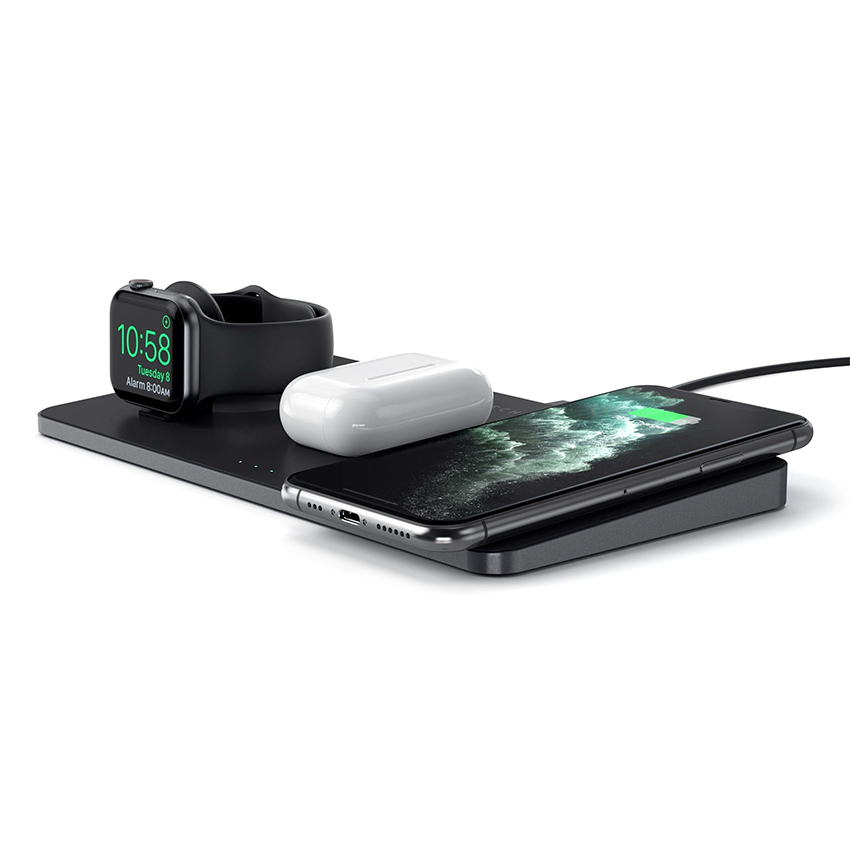 Satechi Trio Wireless Charging Pad stacja ładowania bezprzewodowego do iPhone/AirPods/Apple Watch (czarna)