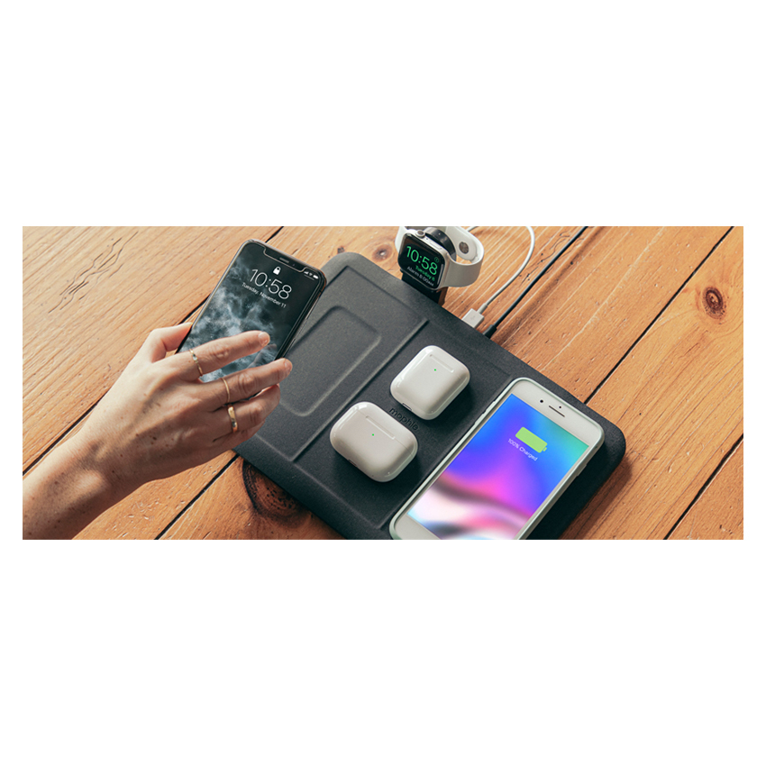Mophie 4-in-1 Wireless Charging Mat ładowarka bezprzewodowa dla czterech urządzeń z uchwytem do AppleWatch (czarny)