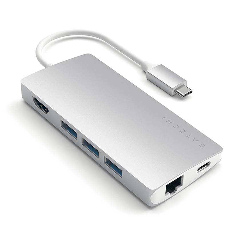 Satechi hub USB-C/3xUSB 3.0/HDMI/Power Delivery/SD/microSD/Gigabit Ethernet (srebrny)