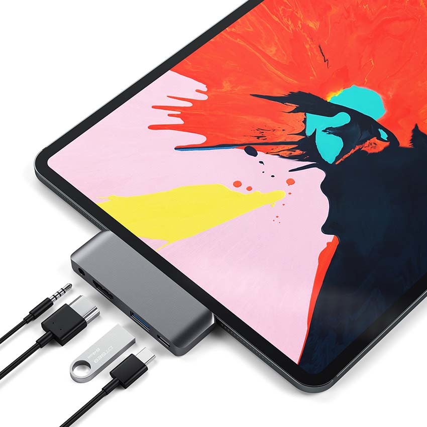 Zdjęcie do “Satechi Hub Pad USB-C Space Gray - przejściówka USB-C iPad Pro”.