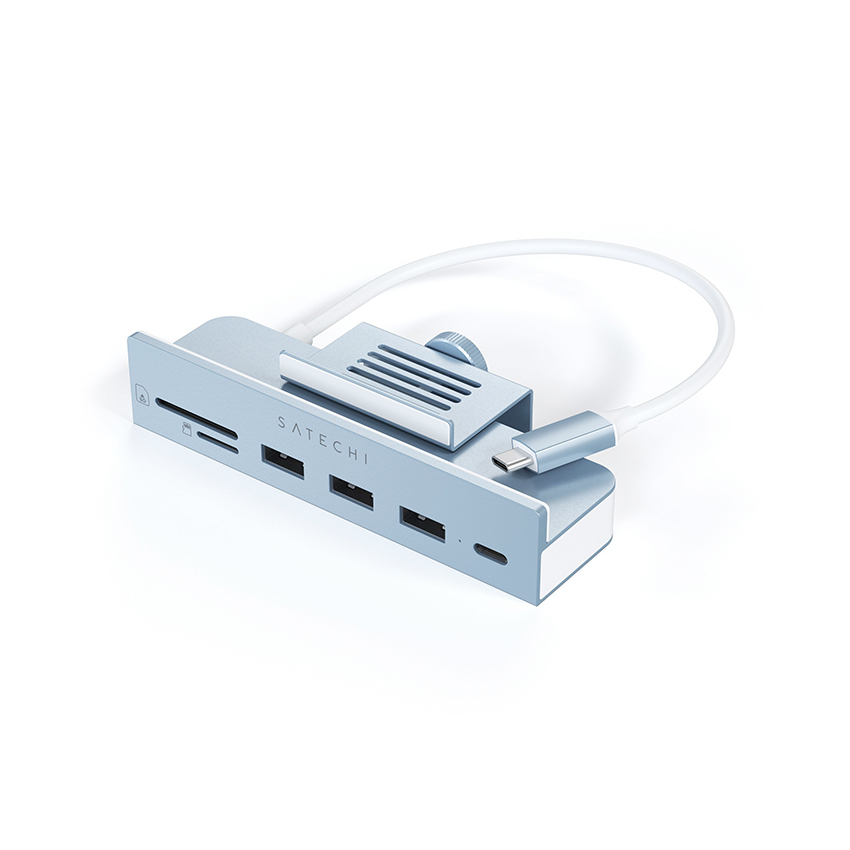 Satechi USB-C clamp hub iMac 24'' (2021) 3xUSB-A/USB-C PD/SD/microSD (niebieski)