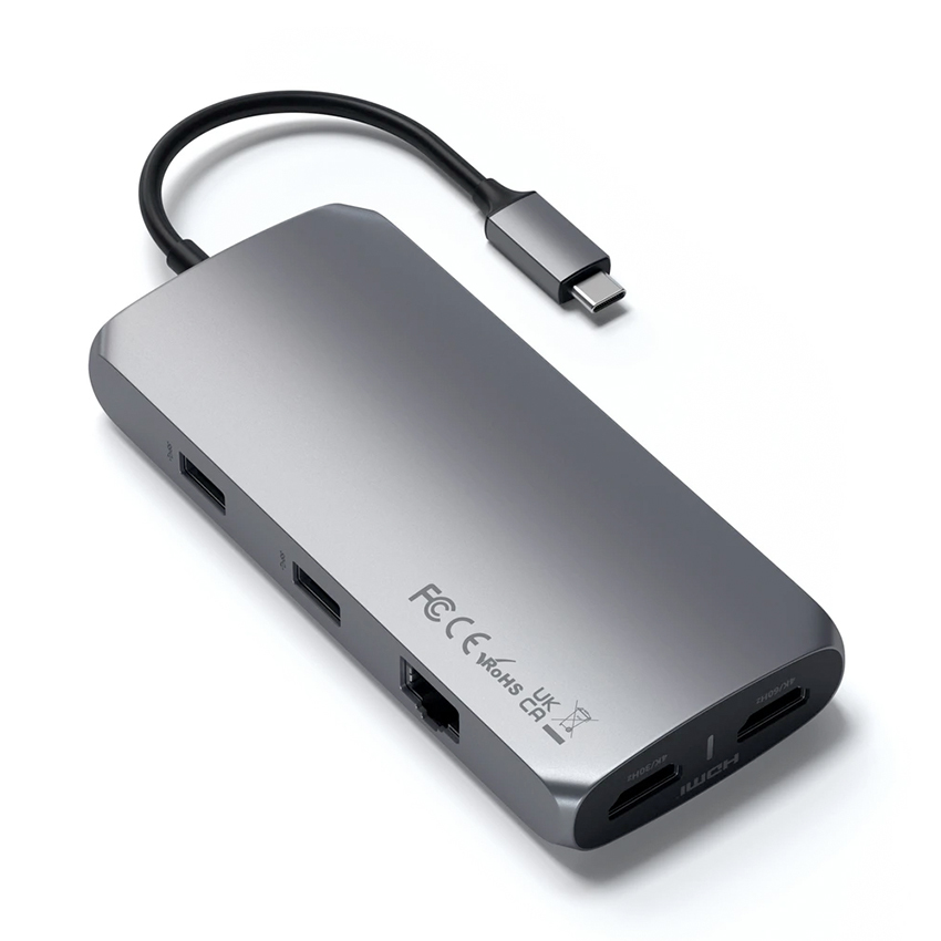 Satechi USB-C Multiport MX Adapter hub 2xHDMI/Gigabit Ethernet/2xUSB-C/2xUSB-A/micro/SD/jack (gwiezdna szarość)