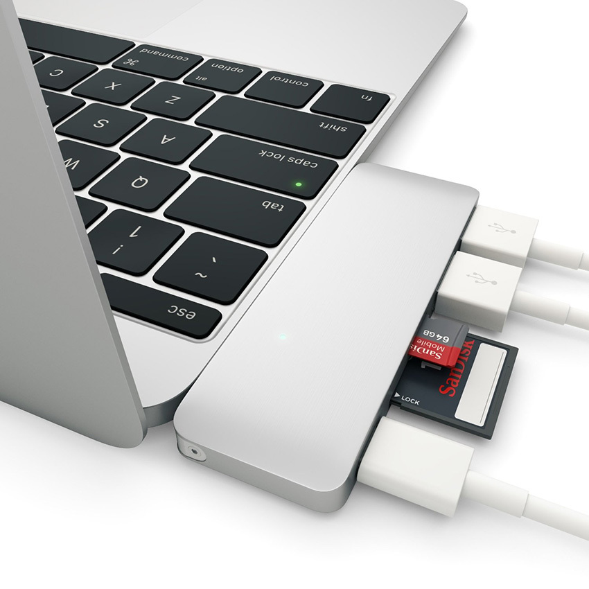 Satechi hub USB-C/2xUSB 3.0/czytnik kart SD/Power Delivery (srebrny)
