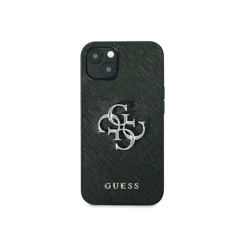 Guess Saffiano 4G Big Silver Logo etui iPhone 13 (czarny)
