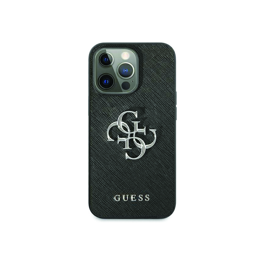 Guess Saffiano 4G Big Silver Logo etui iPhone 13 Pro (czarny)