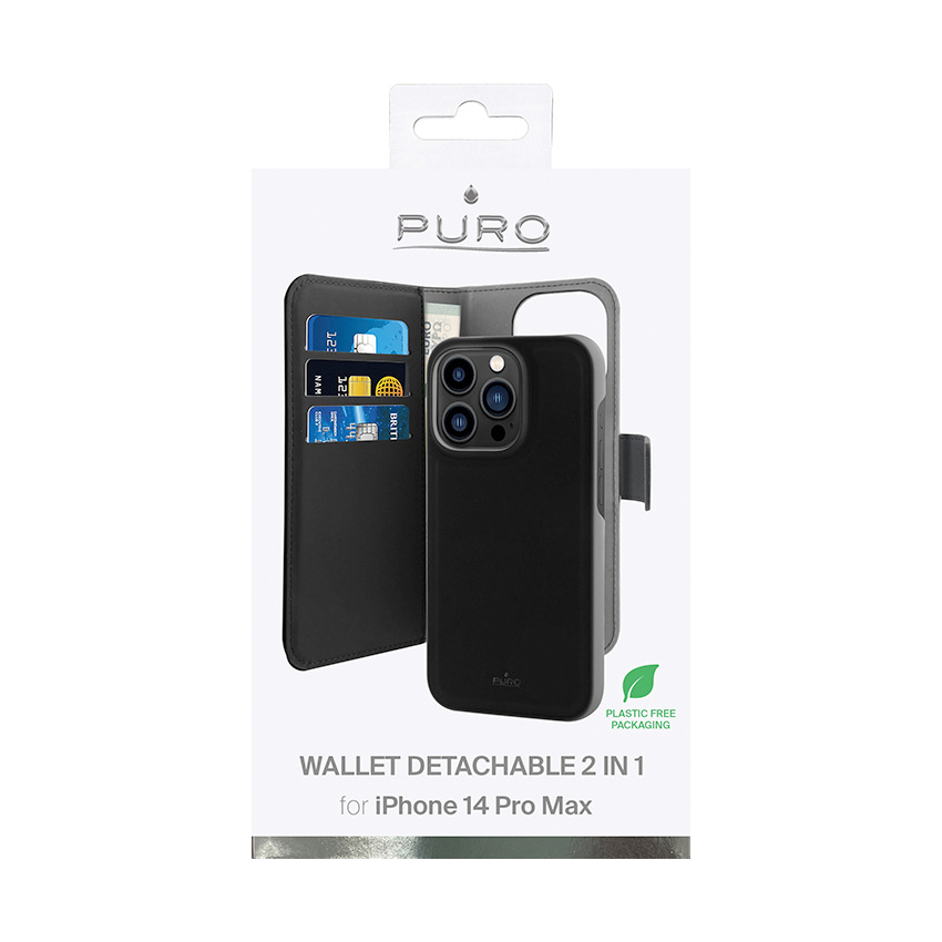 PURO Wallet Detachable etui 2w1 iPhone 14 Pro Max (czarny)