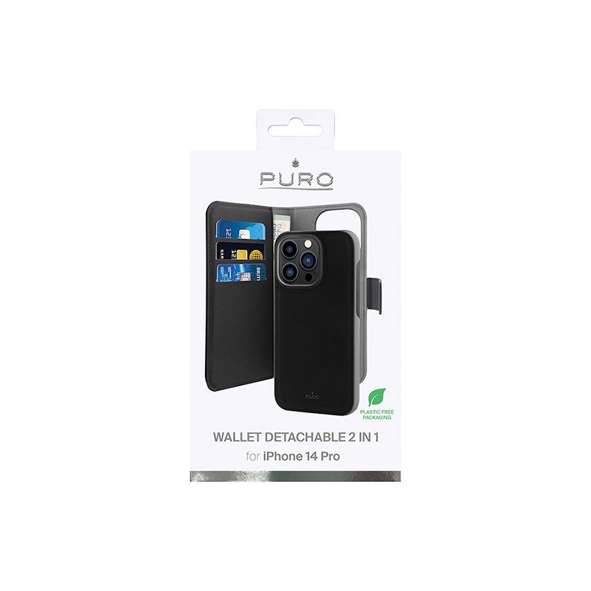PURO Wallet Detachable etui 2w1 iPhone 14 Pro (czarny)
