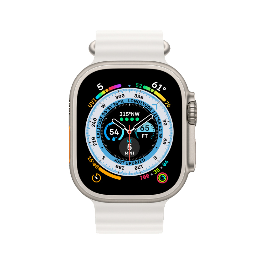 Apple Watch Ultra 49 mm GPS + Cellular tytan z paskiem Ocean w kolorze białym
