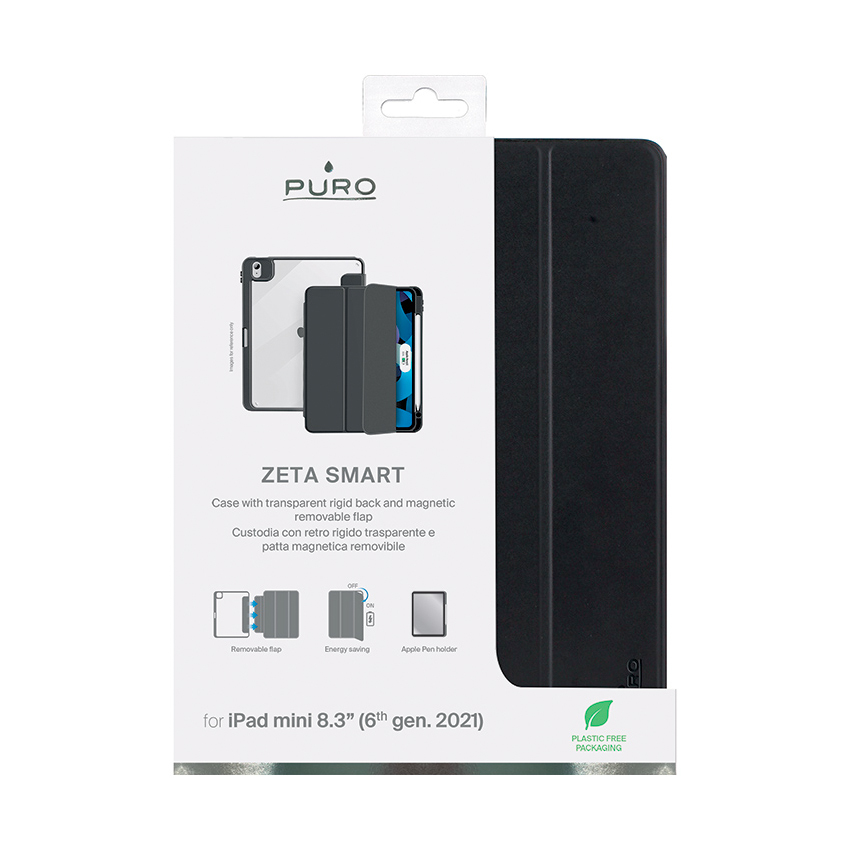 PURO Zeta Smart etui do iPad mini (6. gen) ze zdejmowaną klapką magnetyczną i uchwytem na Apple Pencil (czarny)