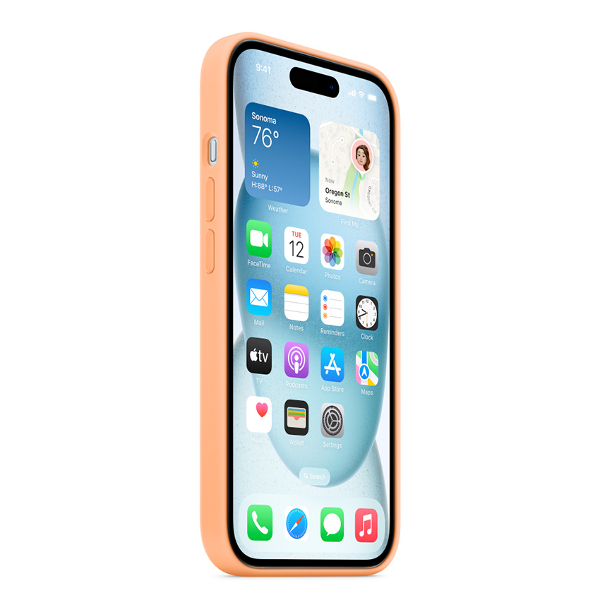 Apple iPhone 15 Silicone Case with MagSafe - Orange Sorbet