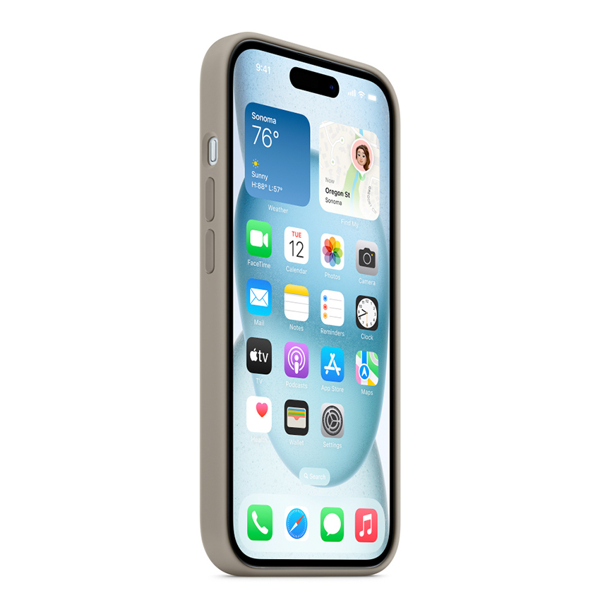 Apple Silicone Case etui z MagSafe do iPhone 15 (popielaty brąz)