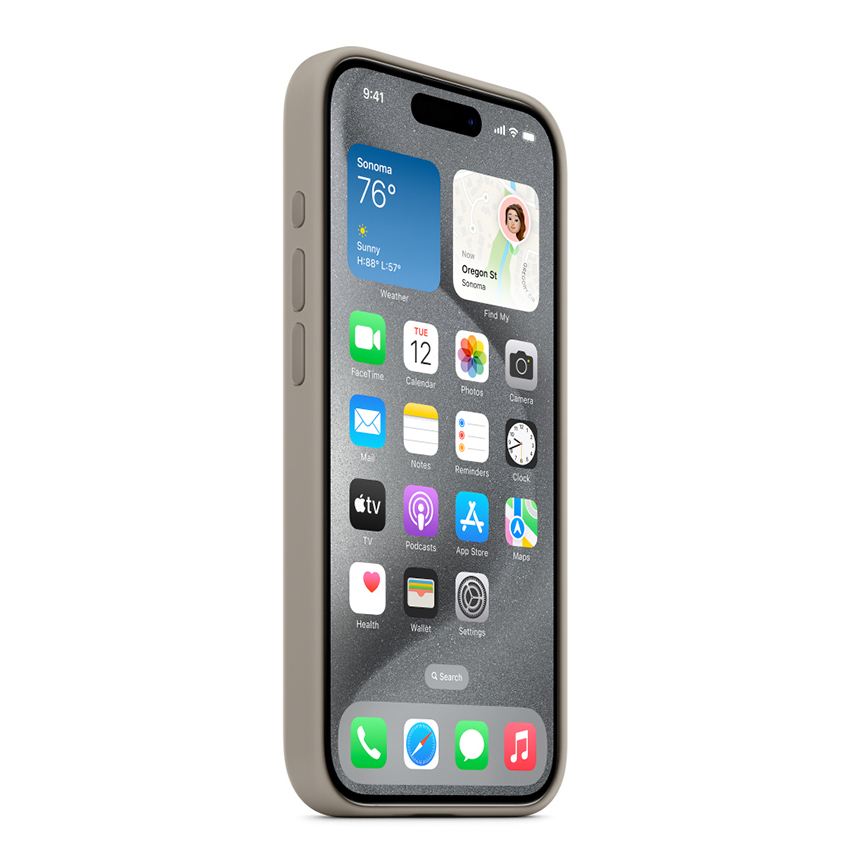 Apple Silicone Case etui z MagSafe do iPhone 15 Pro (popielaty brąz)
