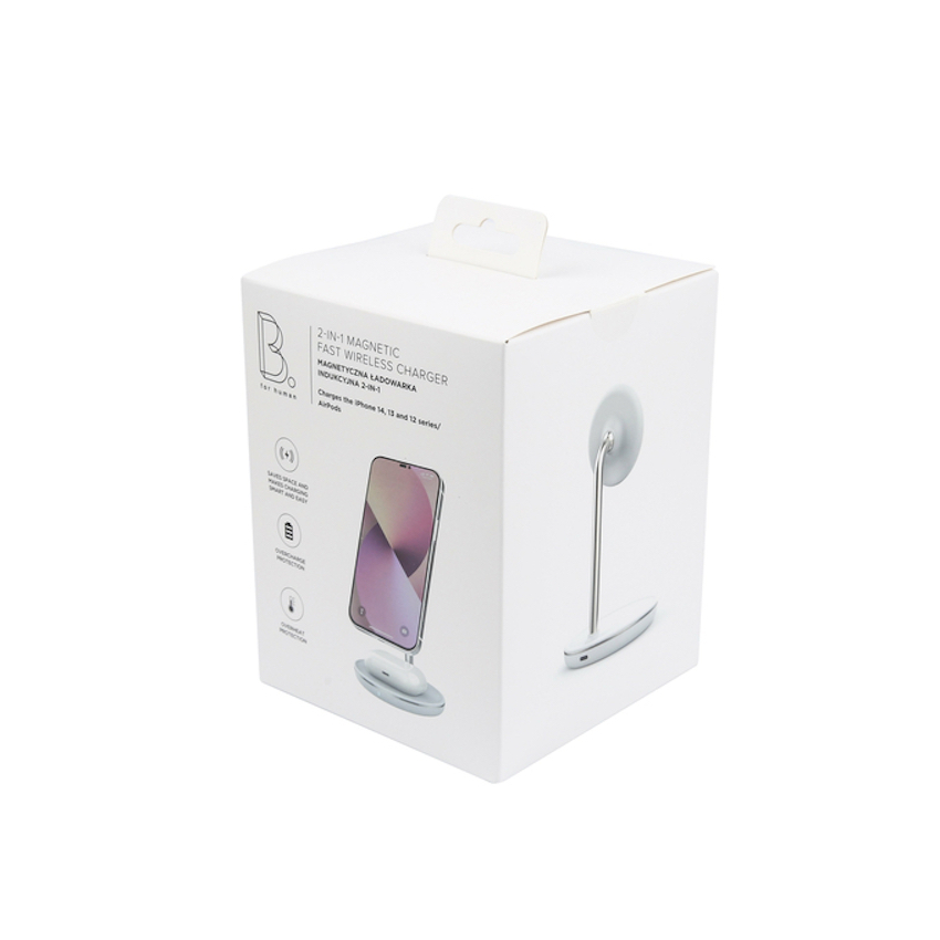 Zdjęcie do “B.On 2-in-1 Magnetic Wireless Charger Magsafe White - ładowarka indukcyjna”.