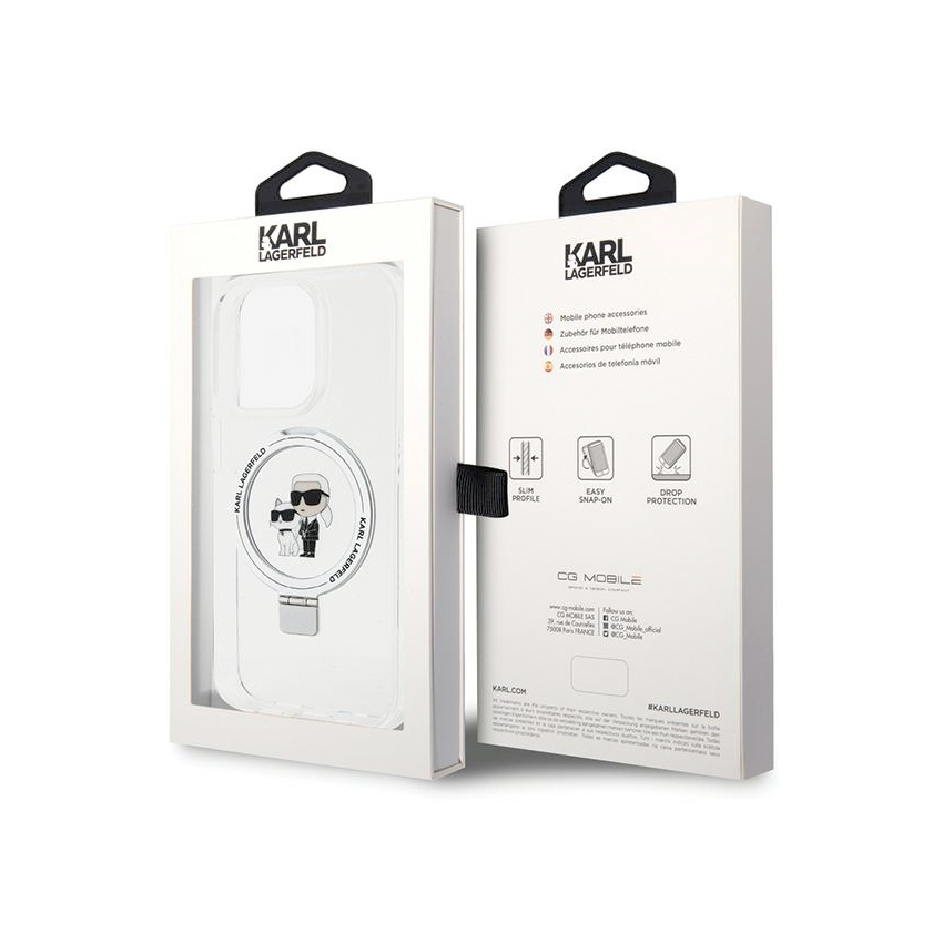 Karl Lagerfeld Ring Stand Karl&Choupette White Magsafe - etui iPhone 15 Pro