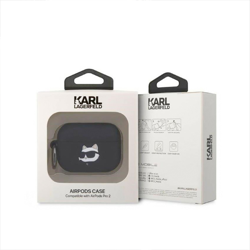 Karl Lagerfeld Choupette Head 3D Black - etui Airpods Pro 2Gen