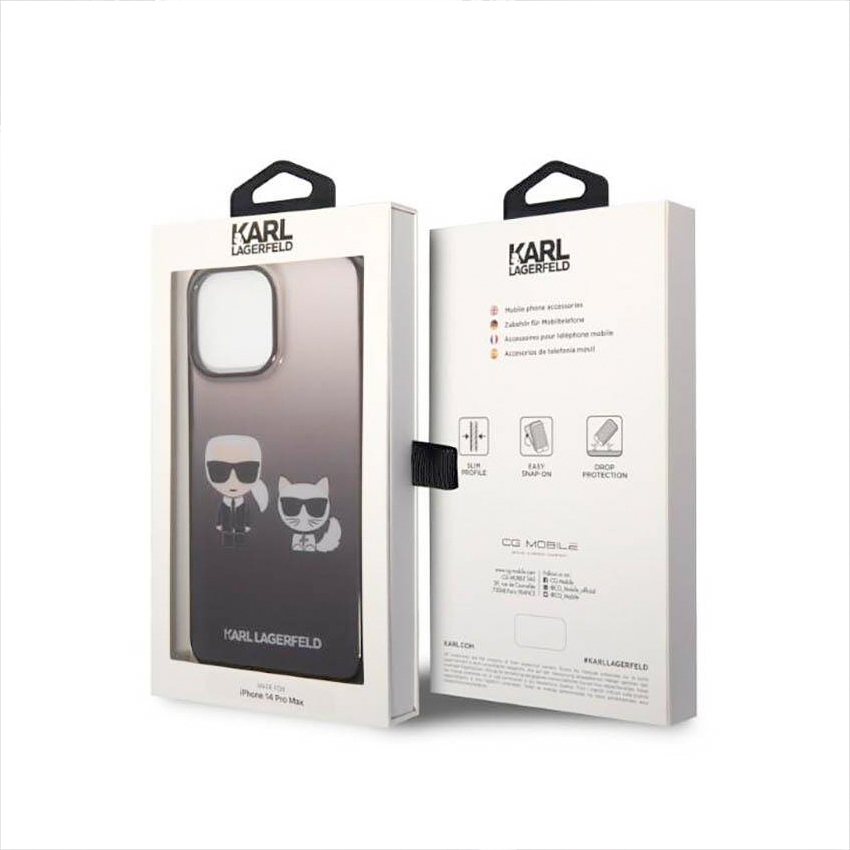 Karl Lagerfeld Ikonik Karl & Choupette Black - etui iPhone 14 Pro