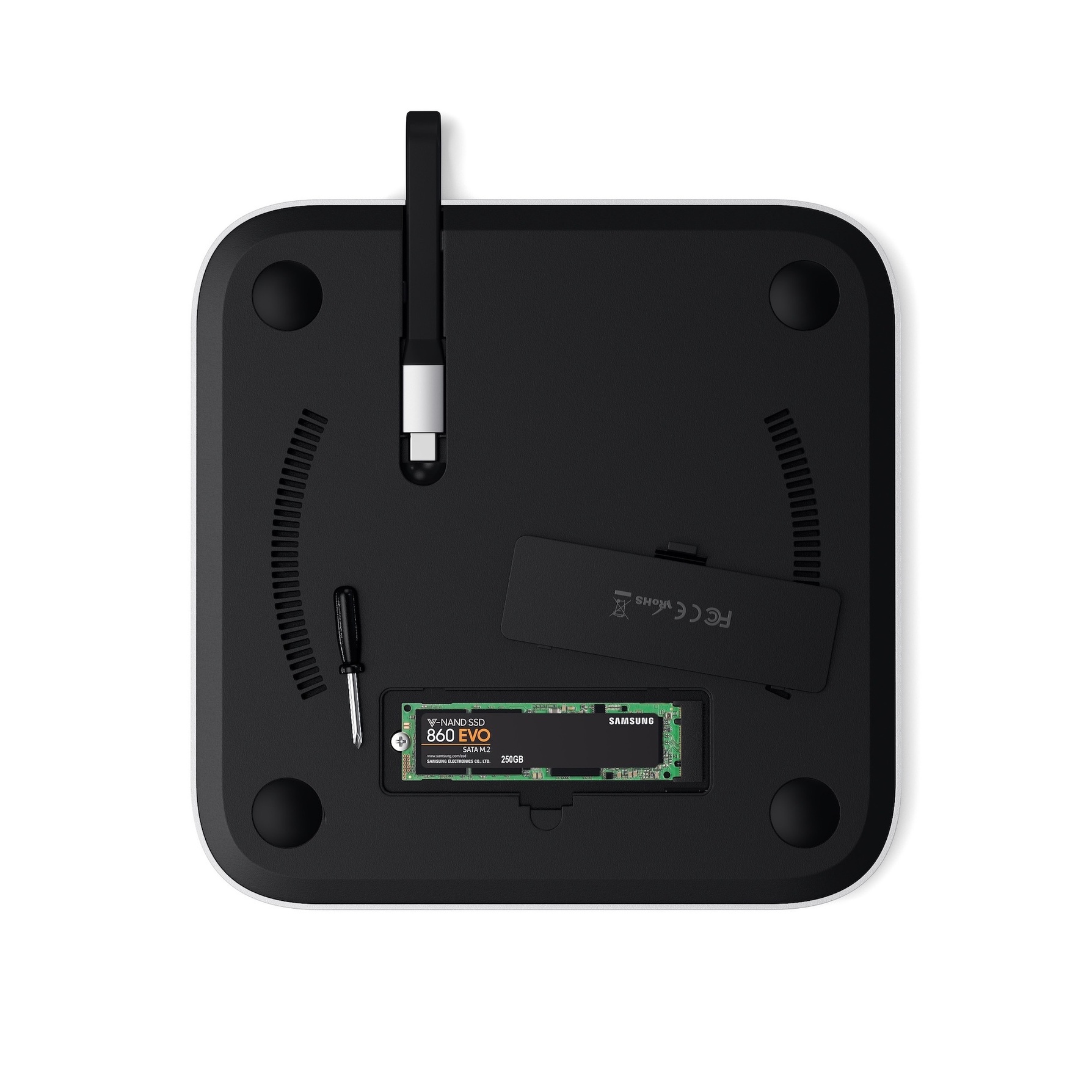 Satechi hub i stojak dla Mac Mini USB-C/3xUSB-A/Micro/SD/jack 3,5mm (srebrny)