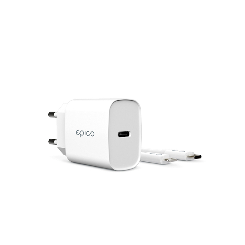 Epico charger bundle White 20W - ładowarka 20W + kable lightning