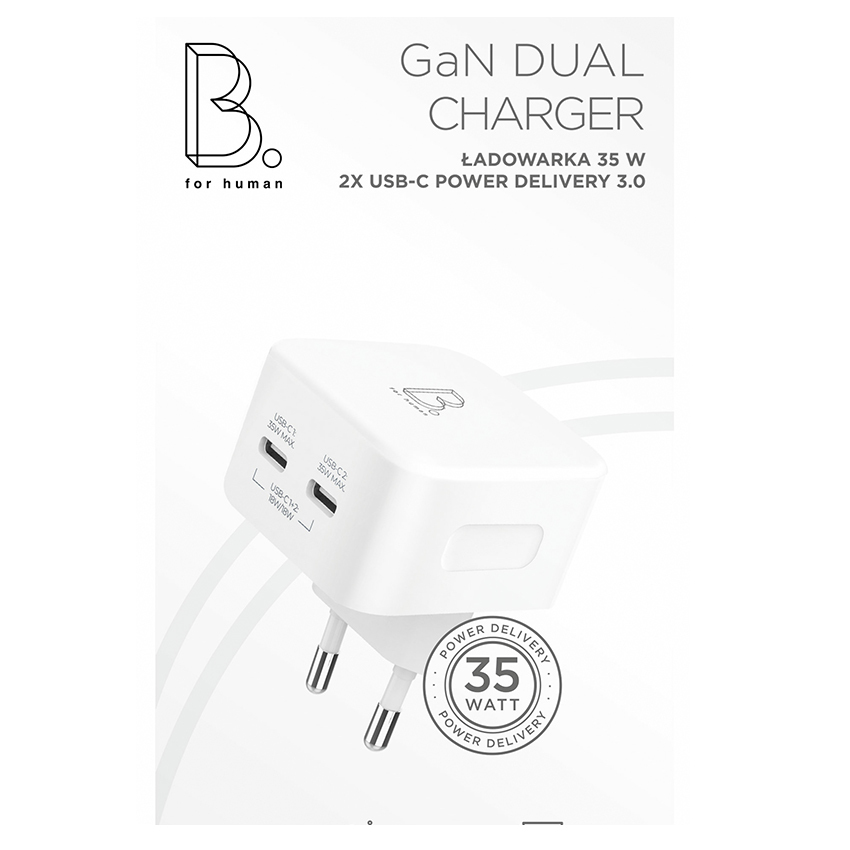 B.On Travel Charger 35W GaN 2x USB-C White - ładowarka sieciowa