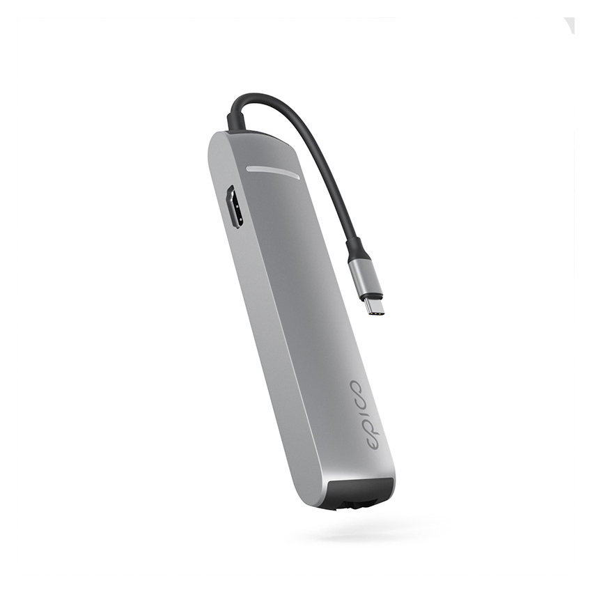 Zdjęcie do “Epico Slim 6in1 space grey - przejściówka USB-C”.