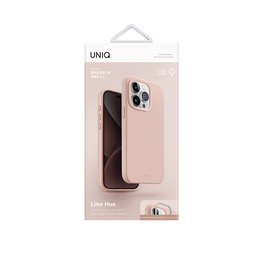 UNIQ Lino Hue Blush Pink Magsafe - etui iPhone 15 Pro