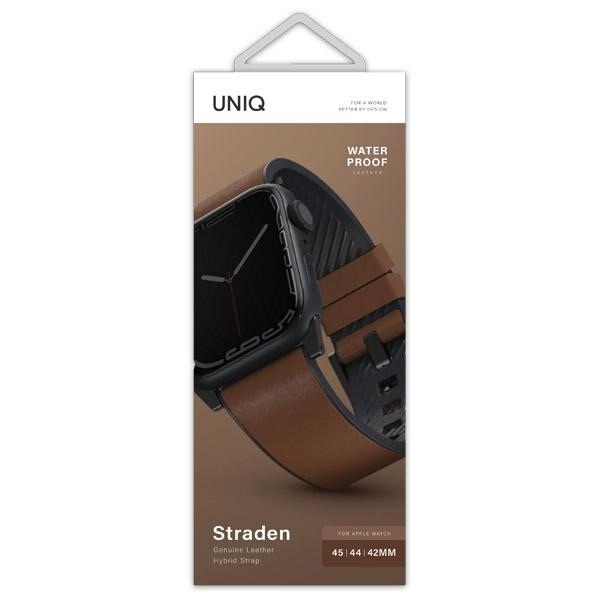 Zdjęcie do “UNIQ Straden Leather Hybrid Brown - pasek Apple Watch 42/44/45 mm”.