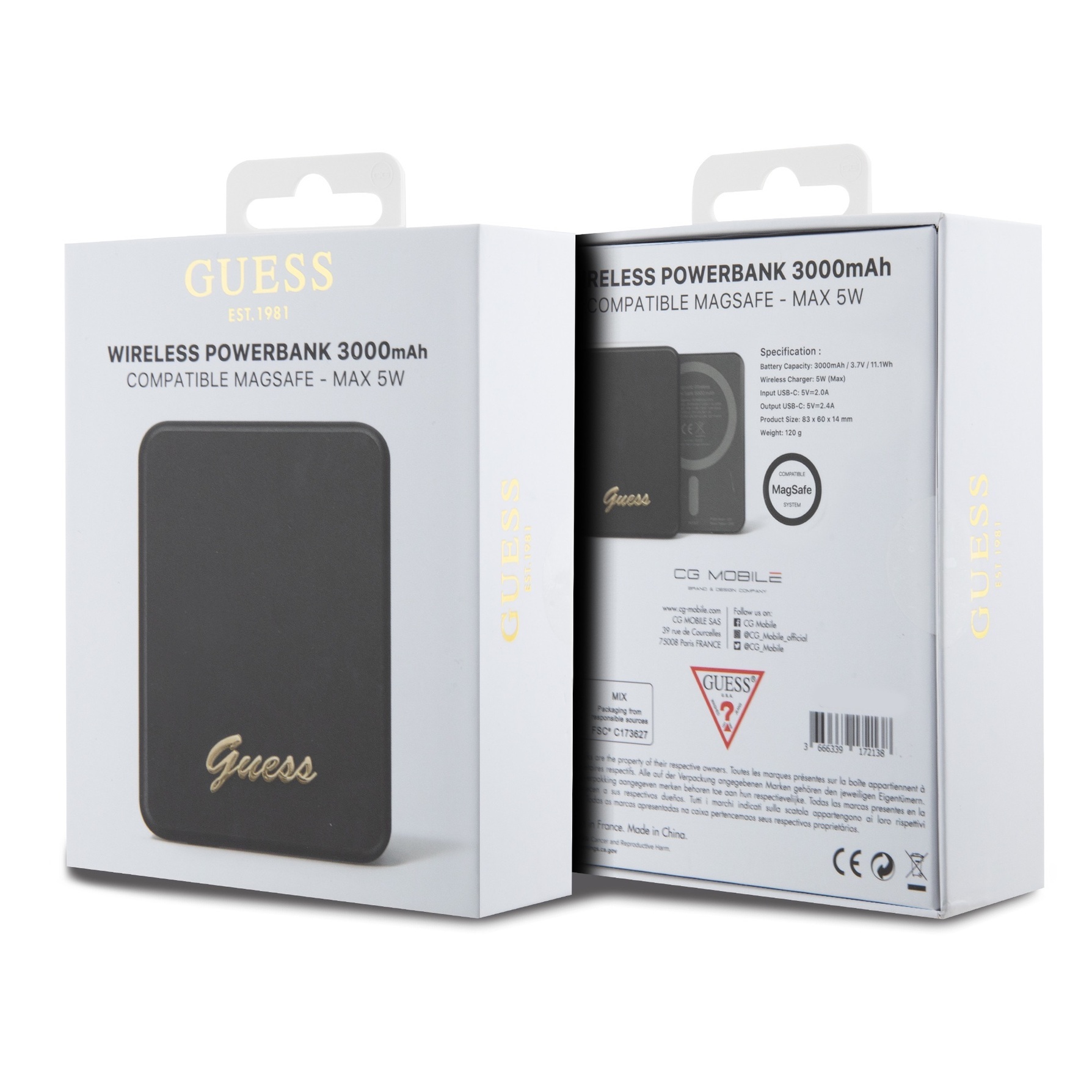 Zdjęcie do “Guess Metal Script Logo MagSafe 5W 3000mAh czarny - powerbank”.