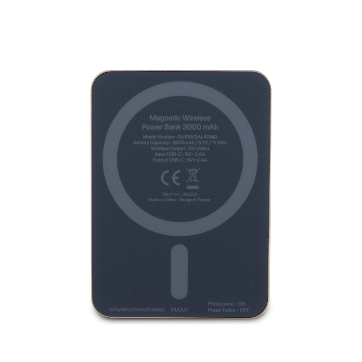 Zdjęcie do “Guess Metal Script Logo MagSafe 5W 3000mAh złoty - powerbank”.