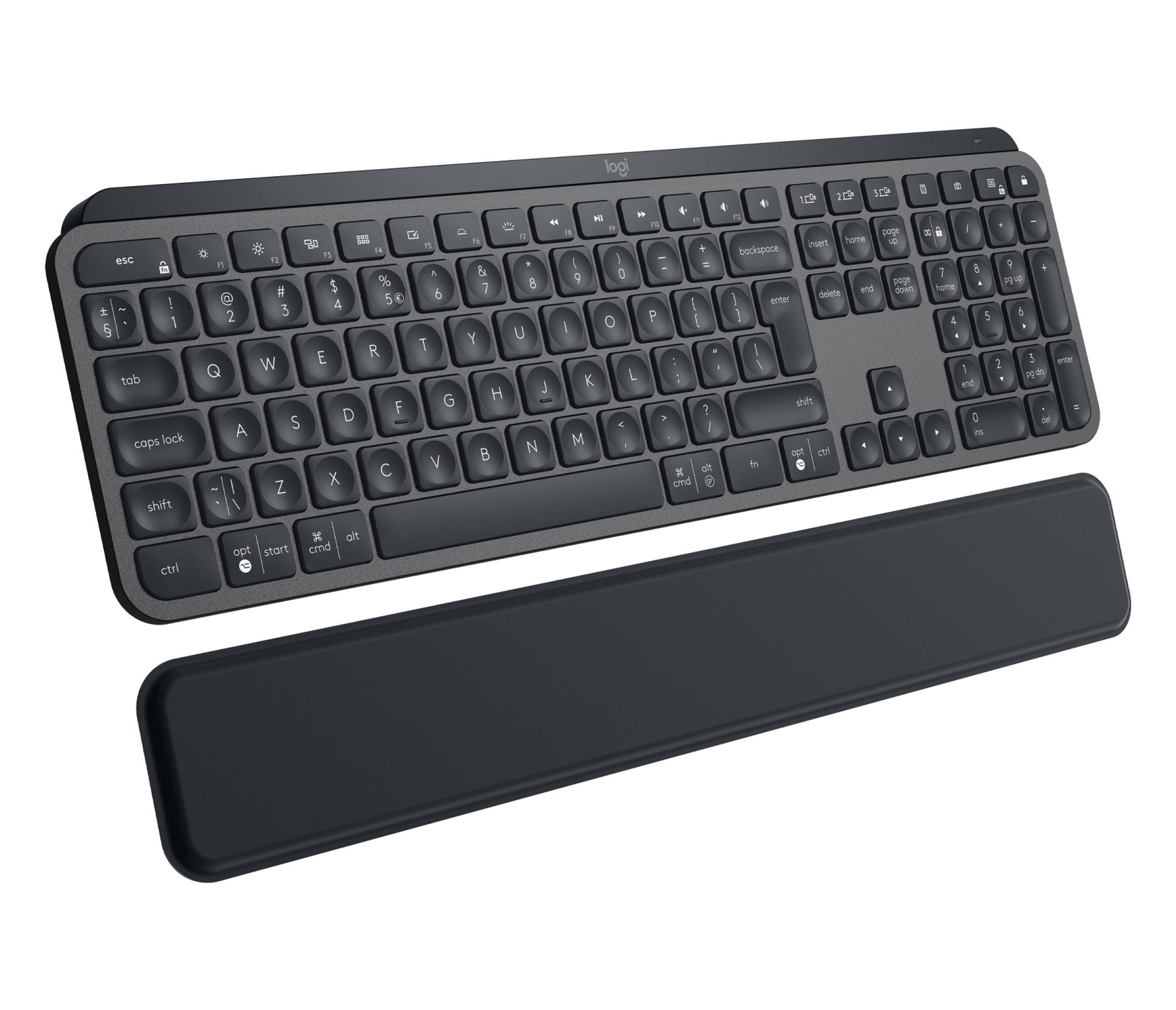 Zdjęcie do “Logitech MX Keys Plus Advanced Wireless Illuminated Keyboard with Palm Rest Graphite - klawiatura”.