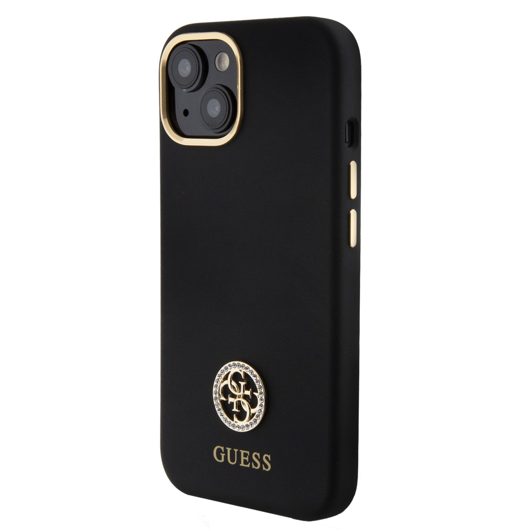Guess Silicone Logo Strass 4G Black - etui iPhone 15/14/13