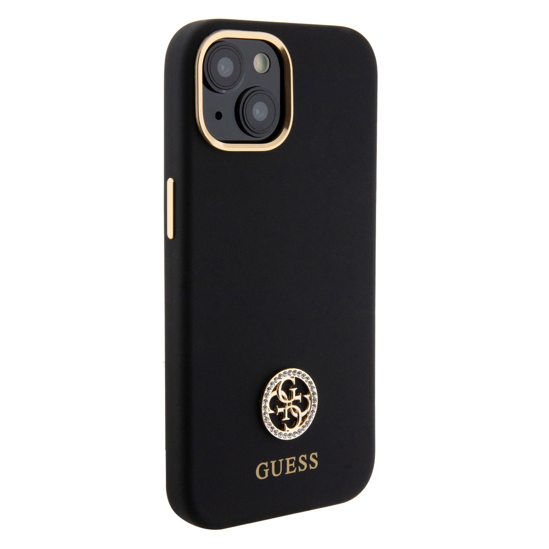 Guess Silicone Logo Strass 4G Black - etui iPhone 15/14/13