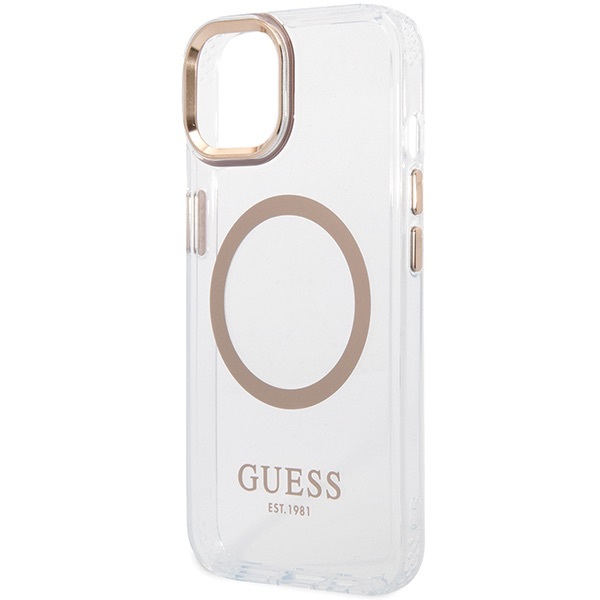 Zdjęcie do “Guess Metal Outline Magsafe Gold - etui iPhone 15 Plus/14 Plus”.