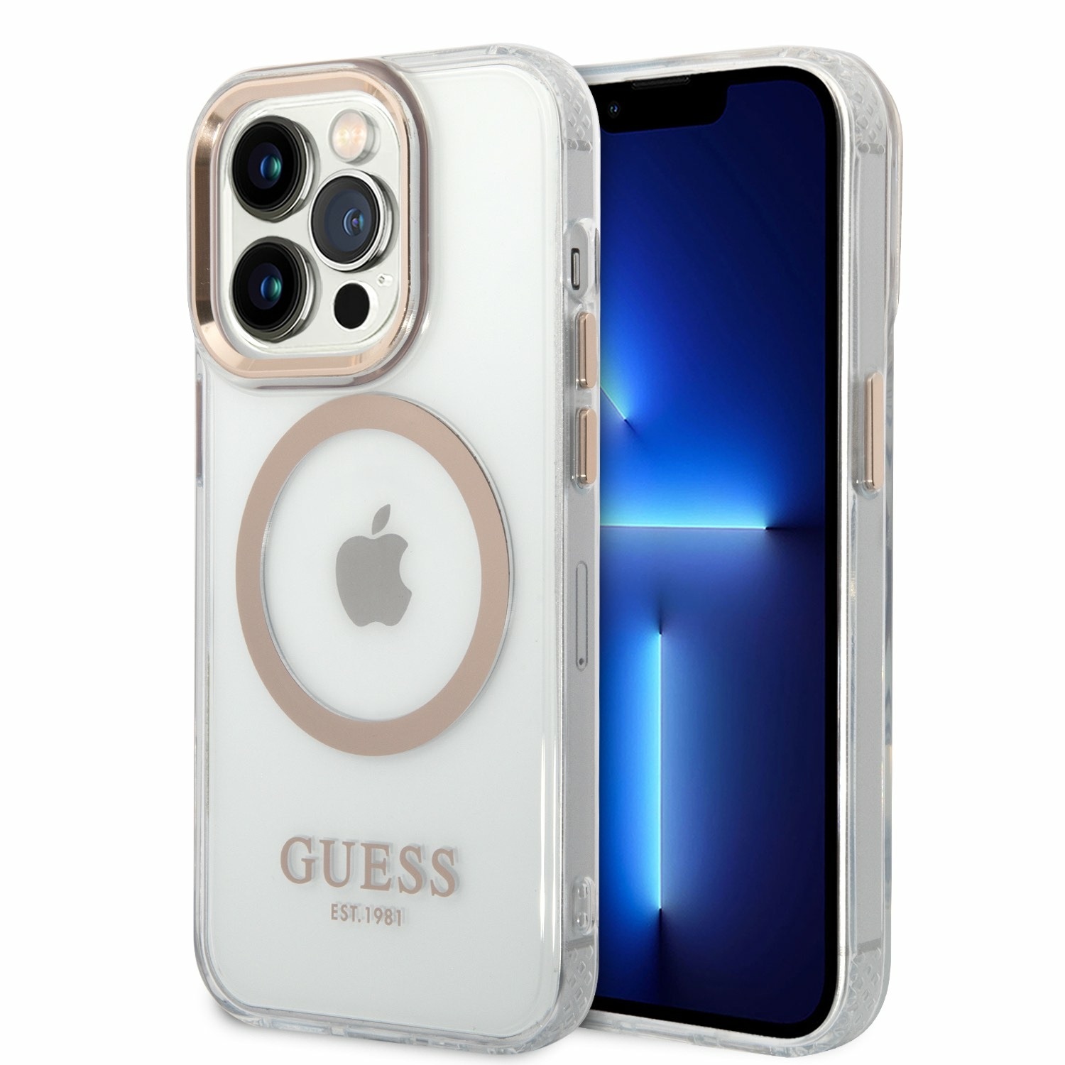 Guess Metal Outline Magsafe Gold - etui iPhone 15 Pro Max