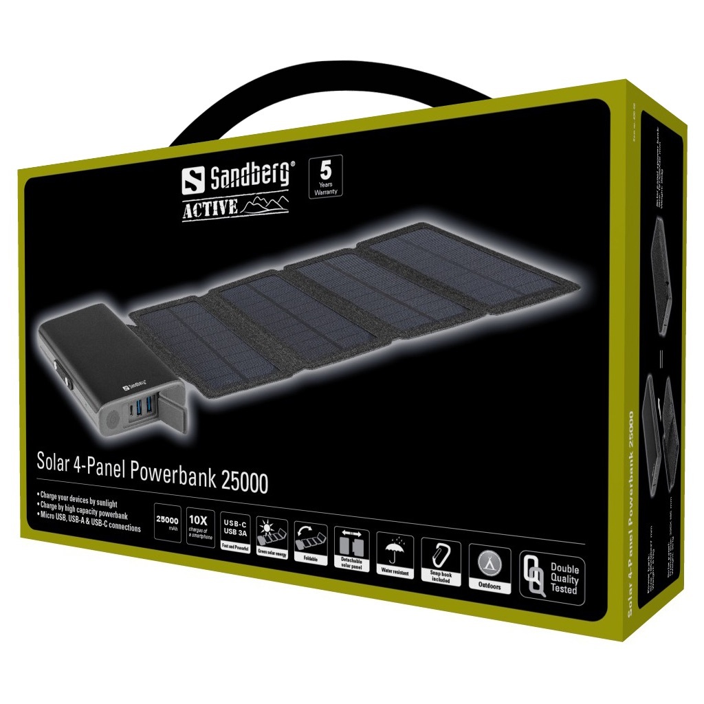 Zdjęcie do “Sandberg Solar 4-Panel Powerbank 25000 mAh - powerbank”.