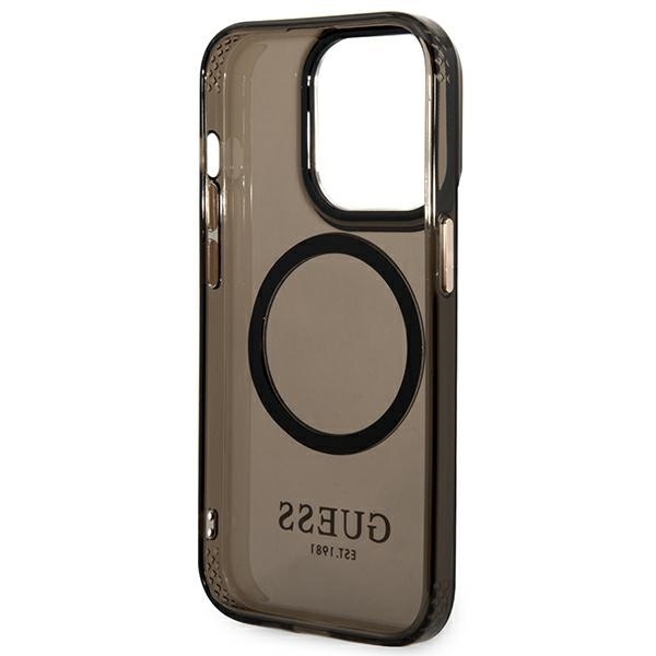 Guess Gold Outline Translucent Black MagSafe - etui iPhone 14 Pro Max
