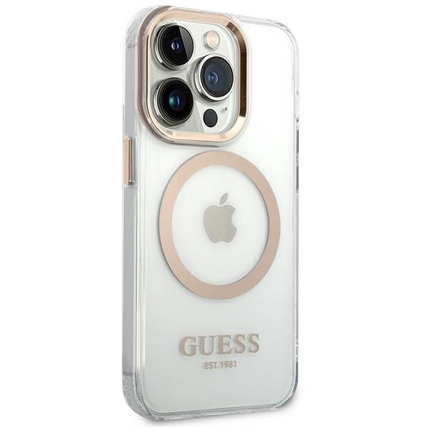 Guess Metal Outline Magsafe etui iPhone 14 Pro Max (złoty)