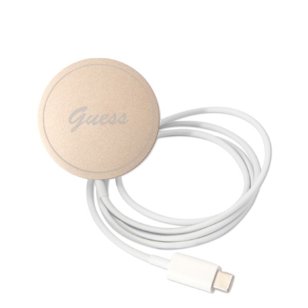 Guess Zestaw Etui Magsafe + Charger 4G Gold White - zestaw etui iPhone 14 Pro i ładowarka