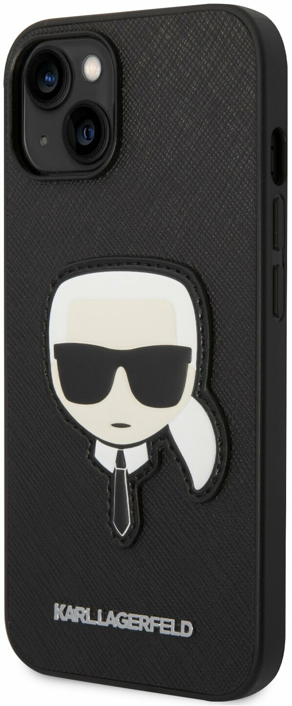 Zdjęcie do “Karl Lagerfeld Saffiano Karl Head Patch Case Black - etui iPhone 14”.