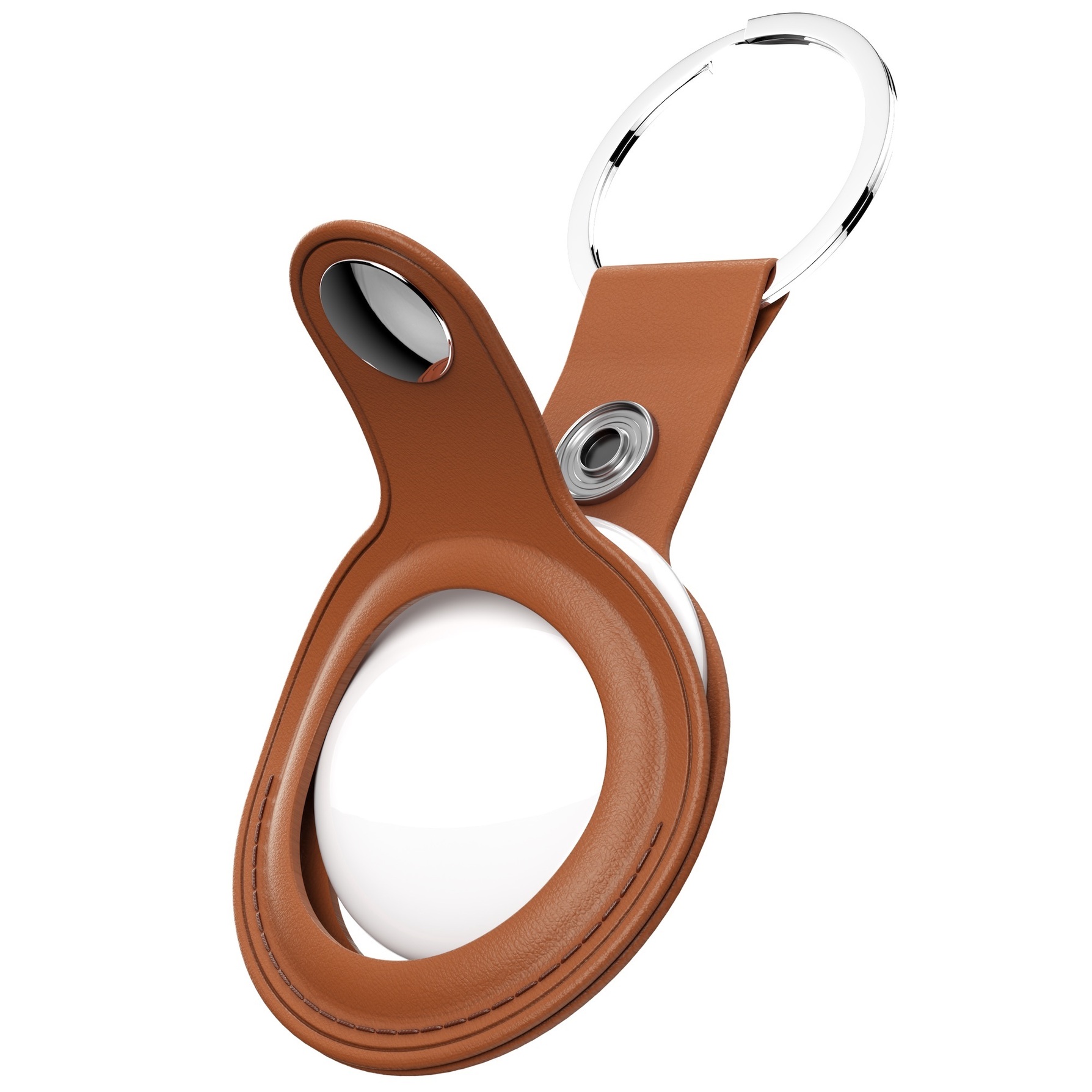 KeyBudz AirTag Keyring Tan - skórzane etui ochronne do AirTag