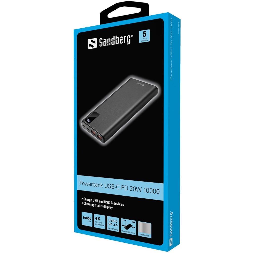 Zdjęcie do “Sandberg Powerbank USB-C PD 20W 10000 mAh - powerbank”.