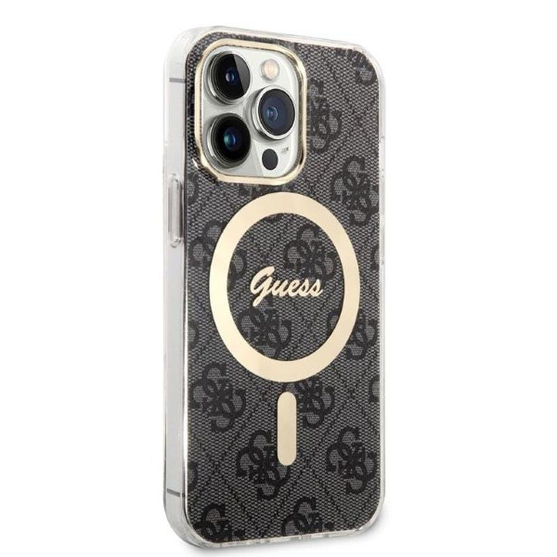 Zdjęcie do “Guess Zestaw Etui Magsafe + Charger 4G Gold Black - zestaw etui iPhone 14 Pro i ładowarka”.