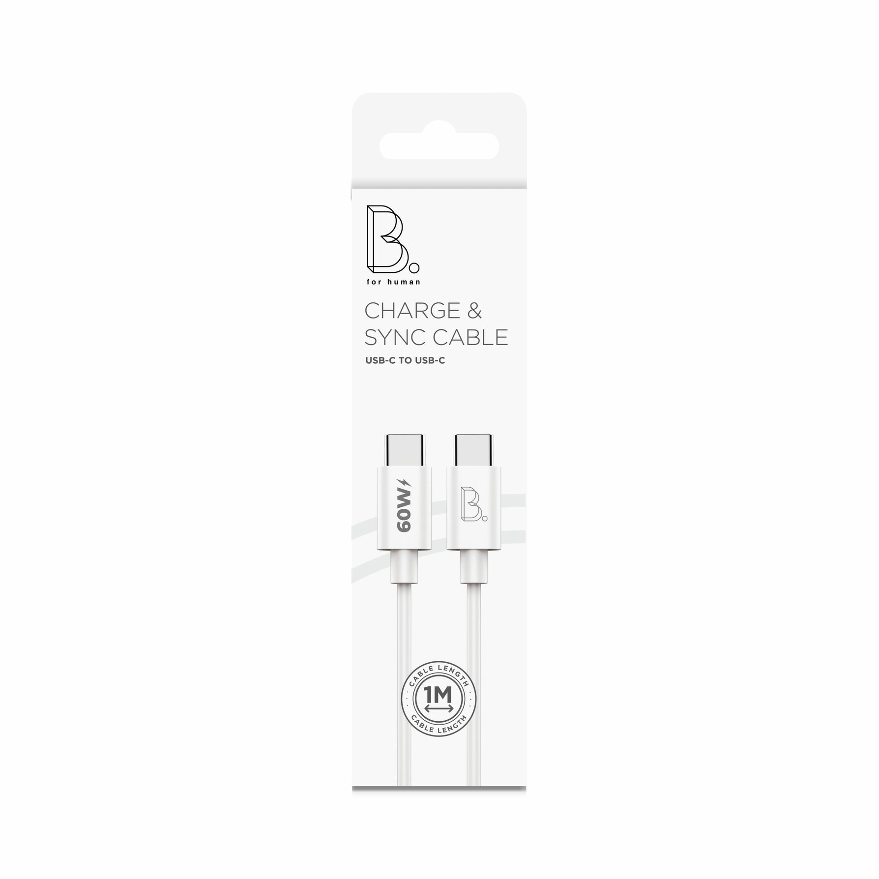 Zdjęcie do “B.On Cable USB-C to USB-C 1m White - przewód USB-C”.