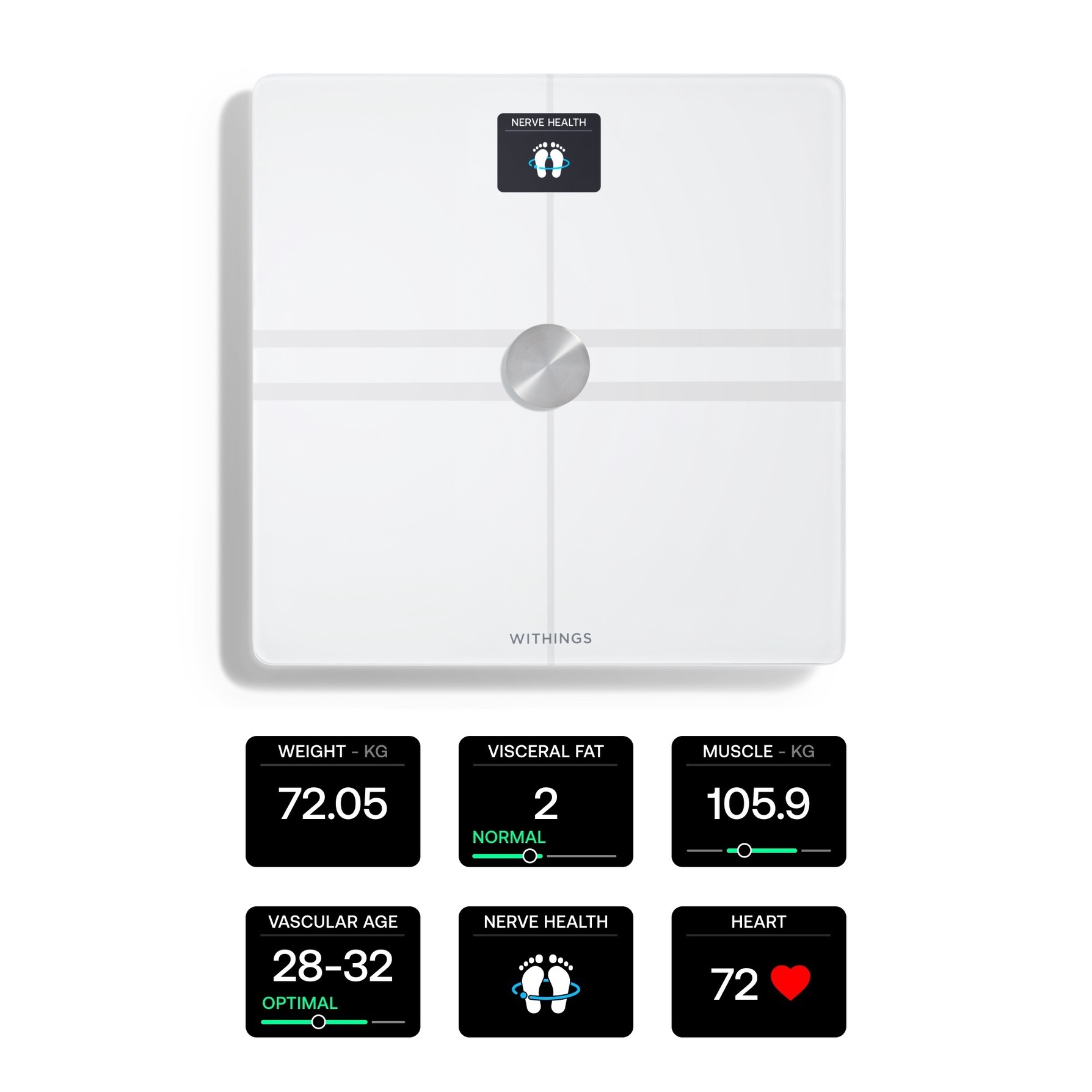Zdjęcie do “Withings Body Comp - waga z analizą masy ciała oraz pomiarem tętna (white)”.