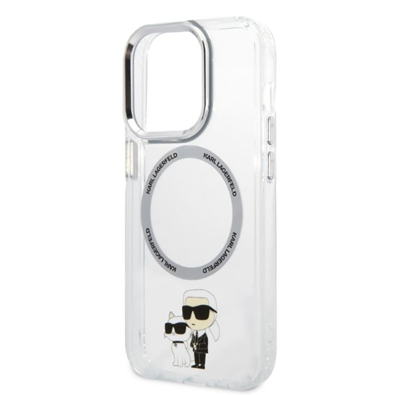 Karl Lagerfeld Karl & Choupette Transparent Aluminium Magsafe etui iPhone 14 Pro Max