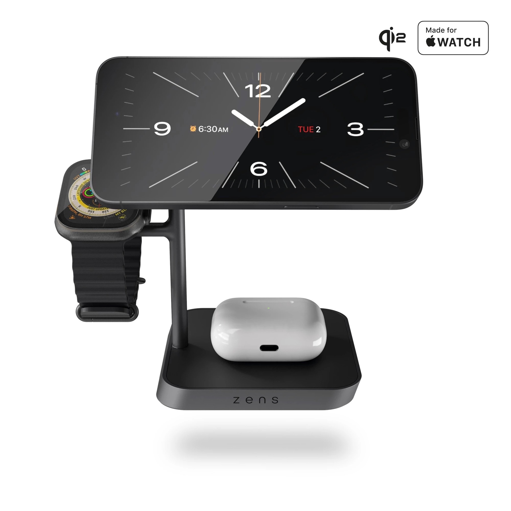 Zdjęcie do “ZENS Office Charger Pro 3 Qi2 25W 3in1 MagSafe - ładowarka indukcyjna”.