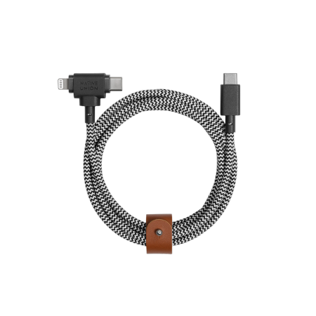 Zdjęcie do “Native Union Belt Cable Duo USB-C to USB-C i Lightning 1,5m Zebra - kabel USB-C”.