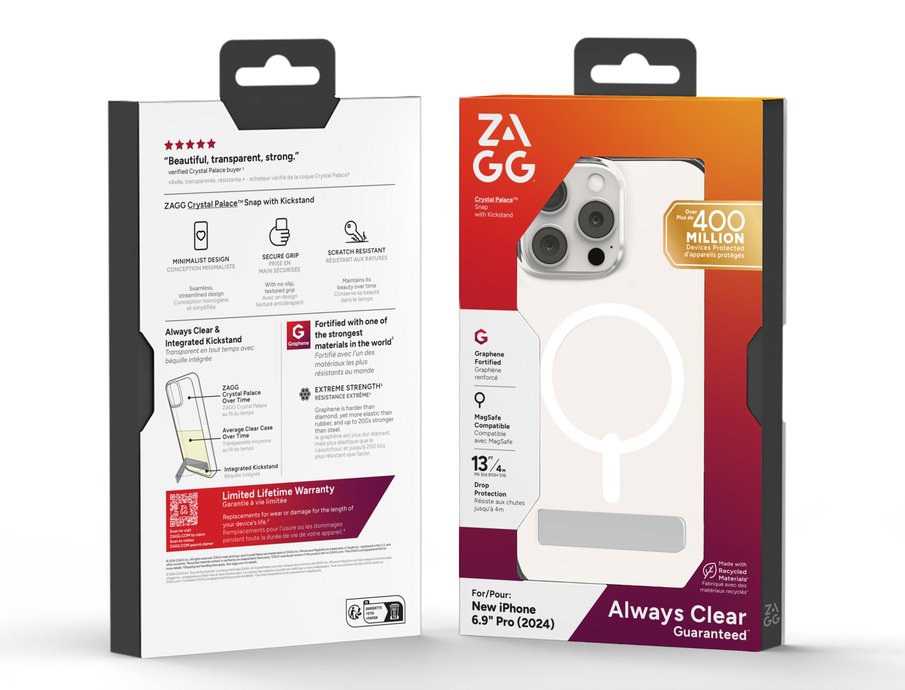 Zdjęcie do “ZAGG Crystal Palace Snap Kickstand Magsafe Przezroczysty - etui iPhone 16 Pro Max”.